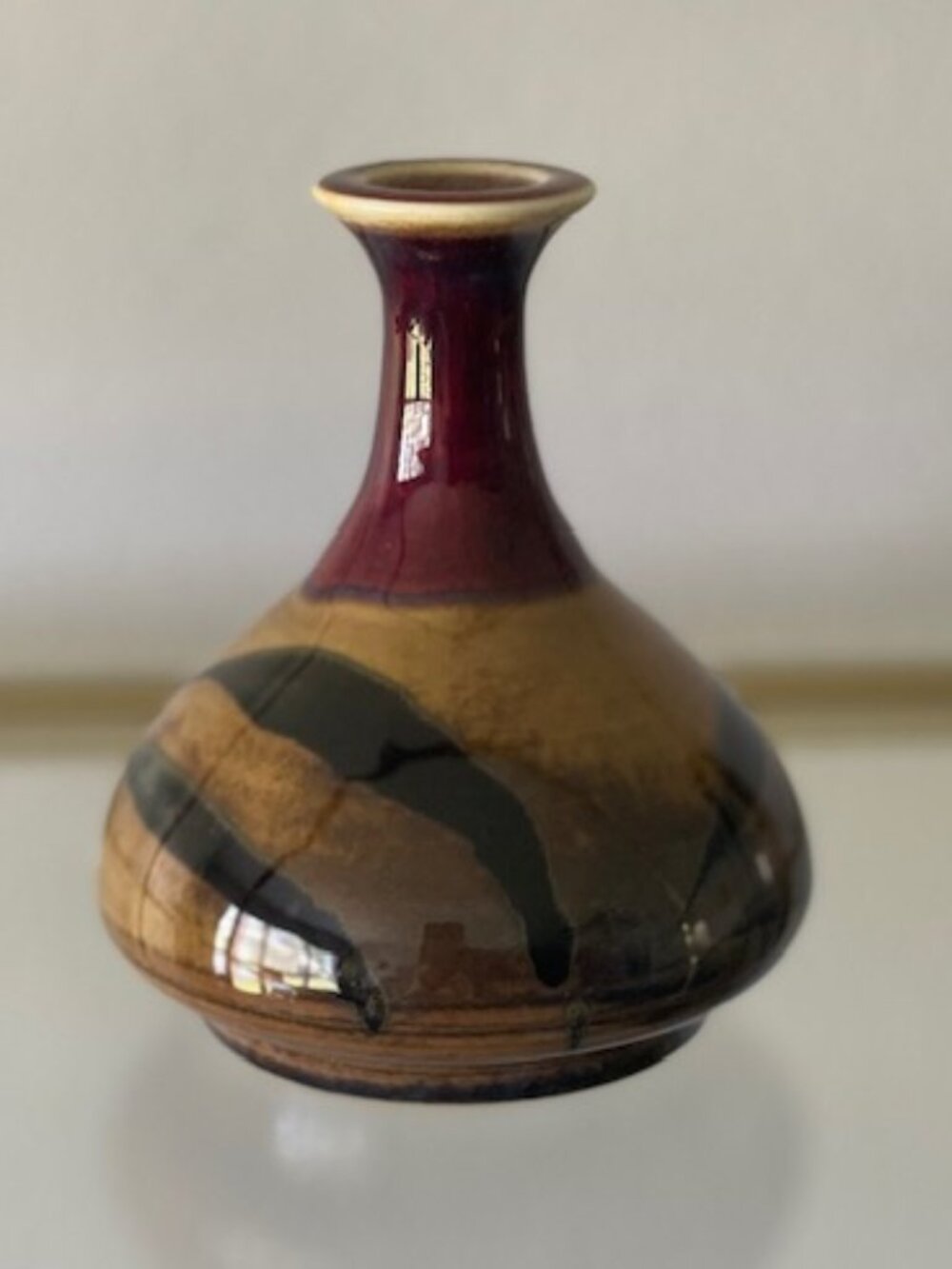 Hand-thrown Studio Art Pottery Vase Glazed Artist Signed 4-3/4"